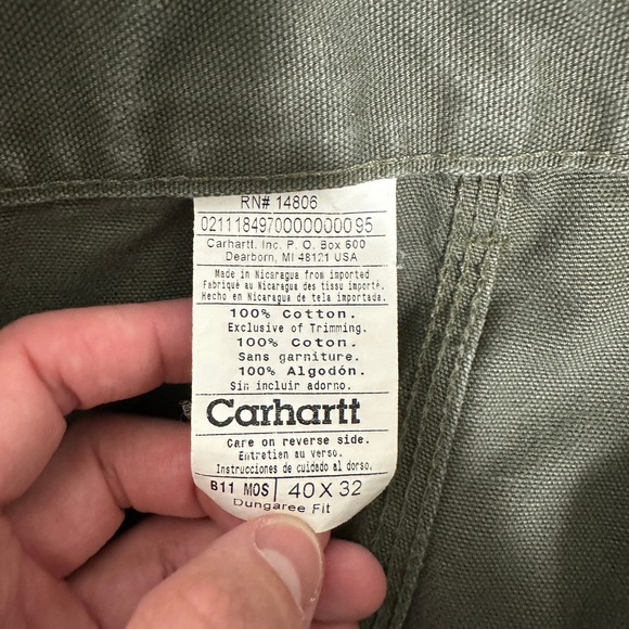 Carhartt Mens Moss Green Cotton Duck Carpenter Work Pants 39x32 Relaxed Fit - Picture 8 of 16